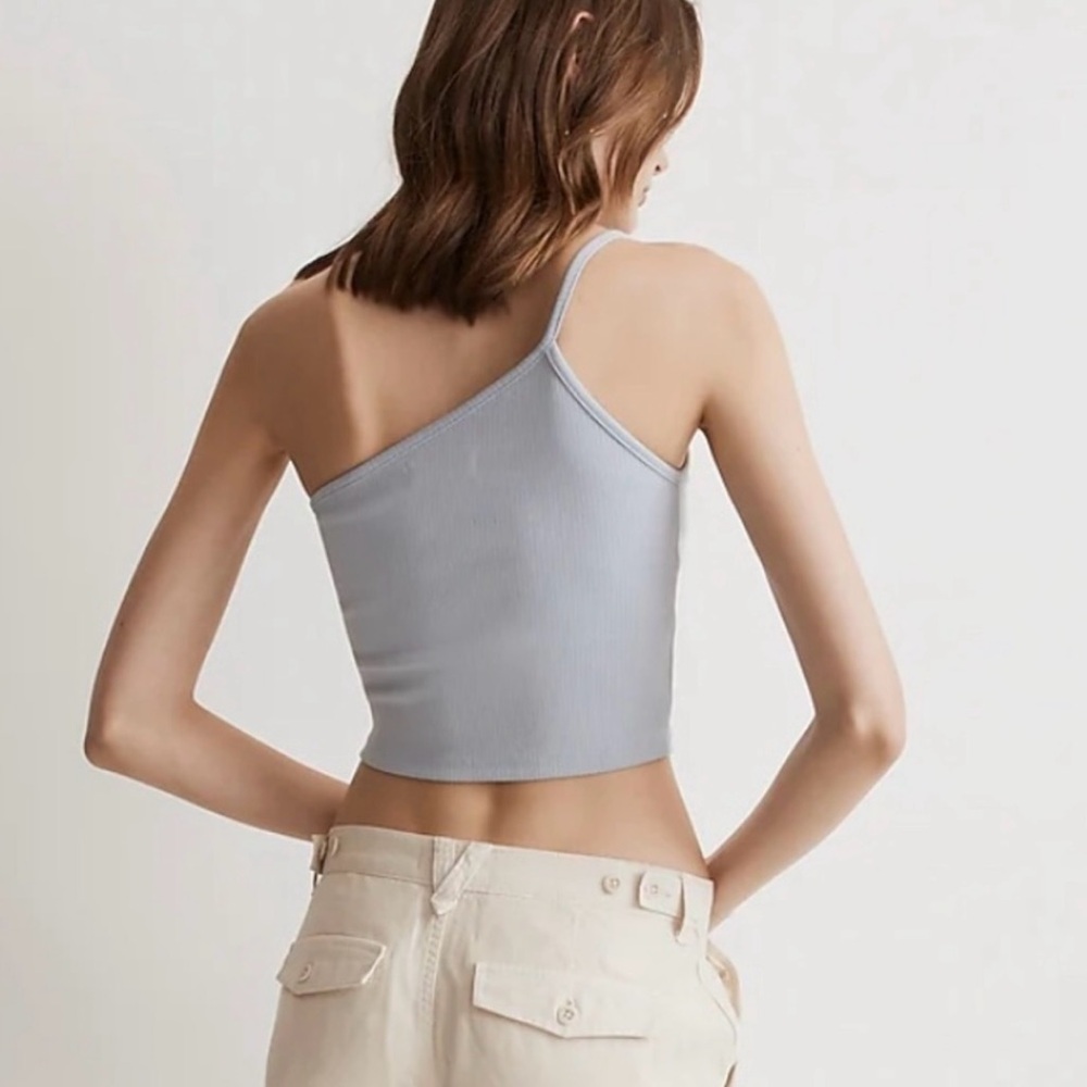 Madewell One-Shoulder Crop Tank in Sleekhold Distant Periwinkle - Picture 2 of 5